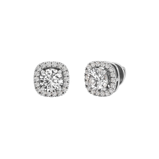 1.75Ct Round Shape Halo Studs Earrings