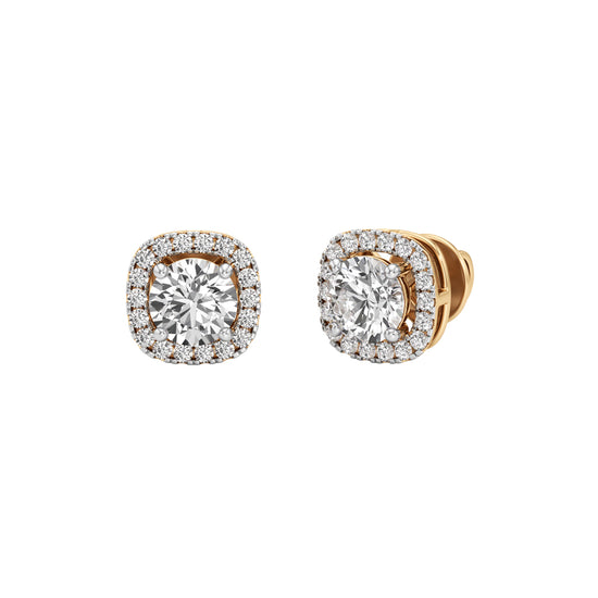 175Ct Round Shape Halo Studs Earrings