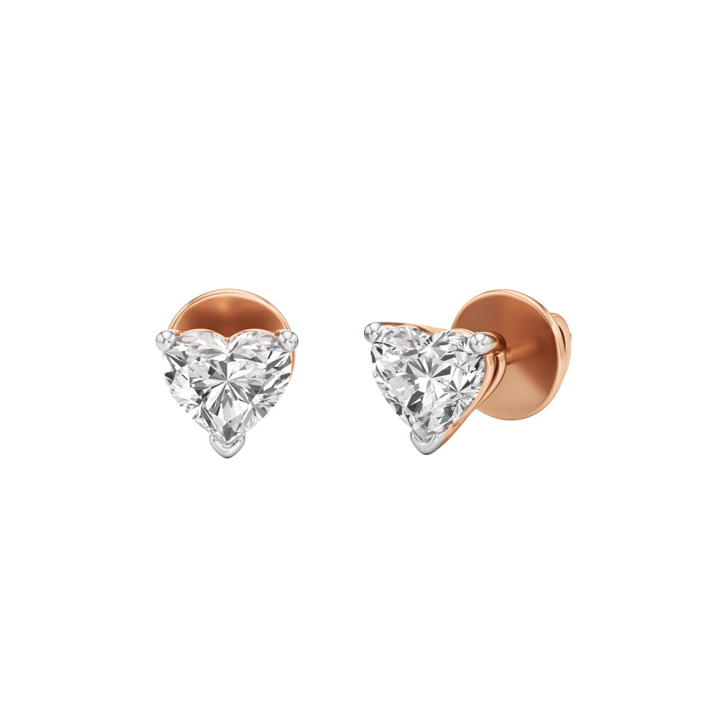 1.00Ct Heart Shape Solitaire Studs Earrings