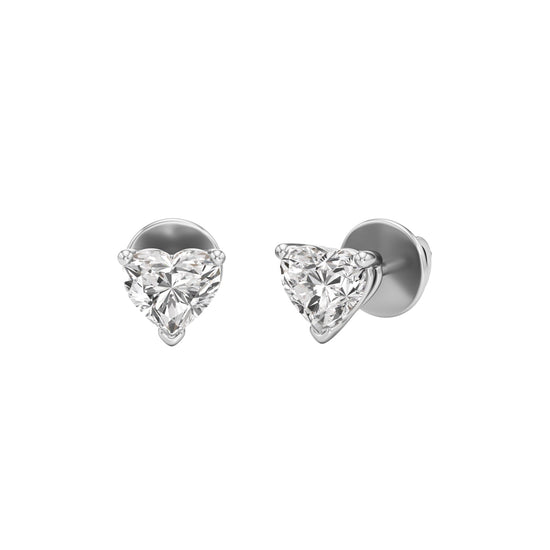 1.00Ct Heart Shape Solitaire Studs Earrings