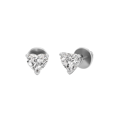 100Ct Heart Shape Solitaire Studs Earrings