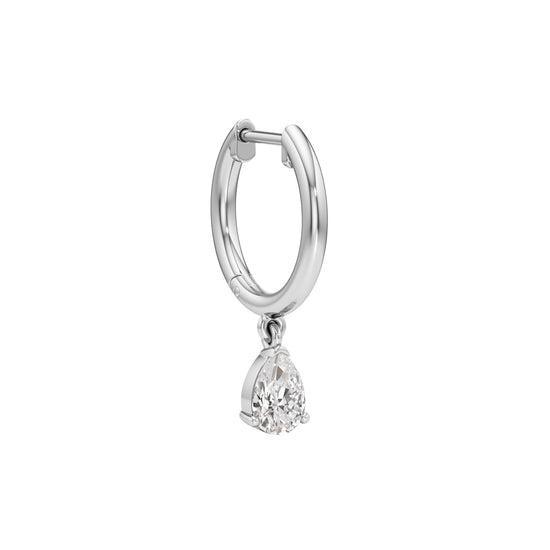1.00Ct Pear Shape,Hoops Earrings