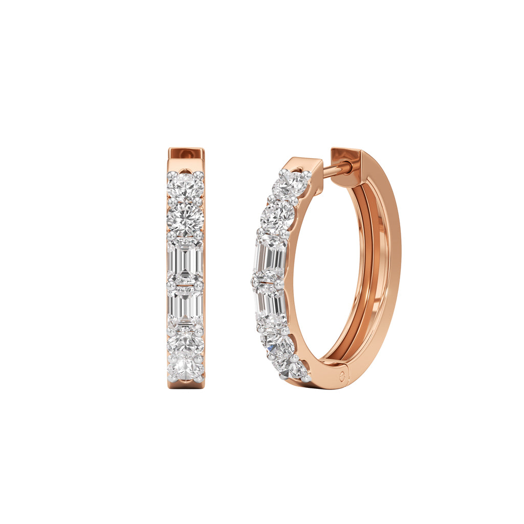 1.75Ct Emerald Shape Hoops Earrings