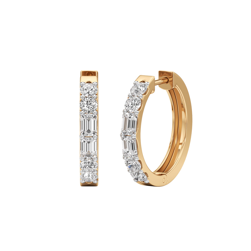 1.75Ct Emerald Shape Hoops Earrings