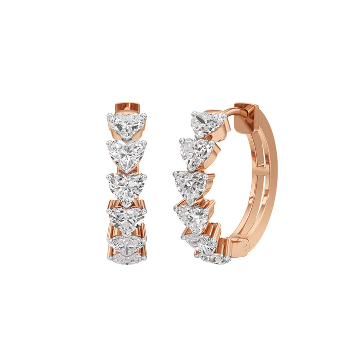 3.00Ct Heart Shape,Hoops Earrings
