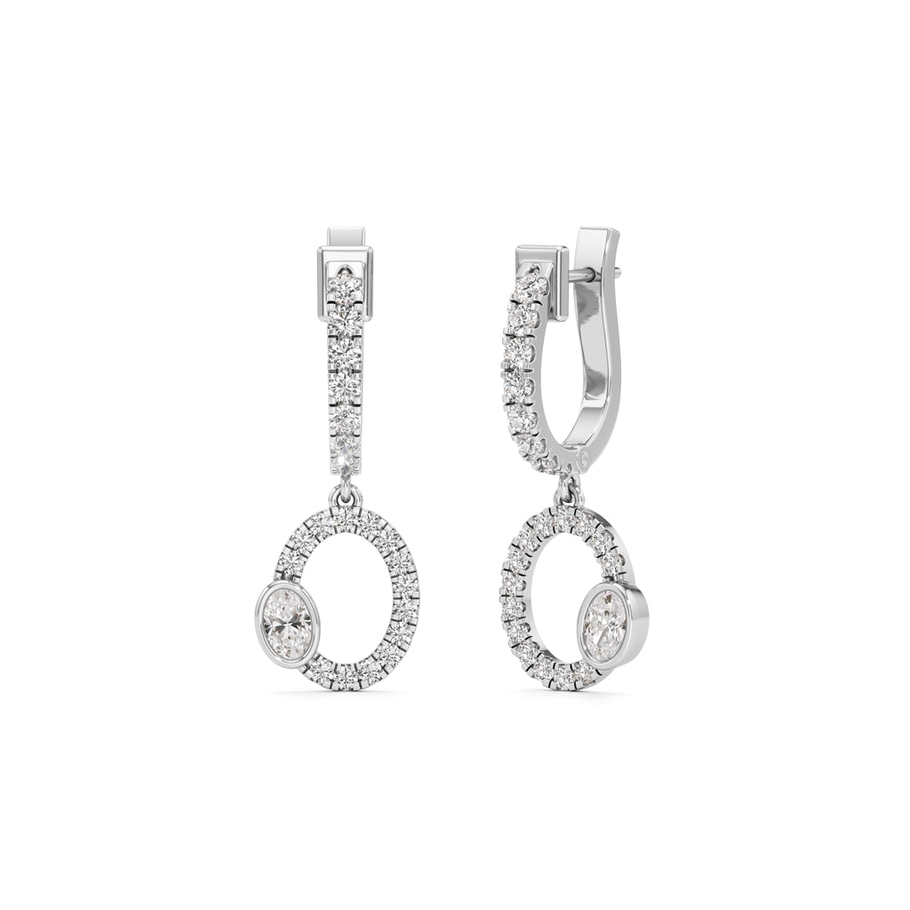 Gleaming Hoop Diamond Gold Earrings