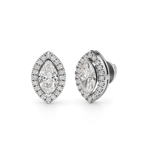 125Ct Halo Stud Diamond Gold Earrings