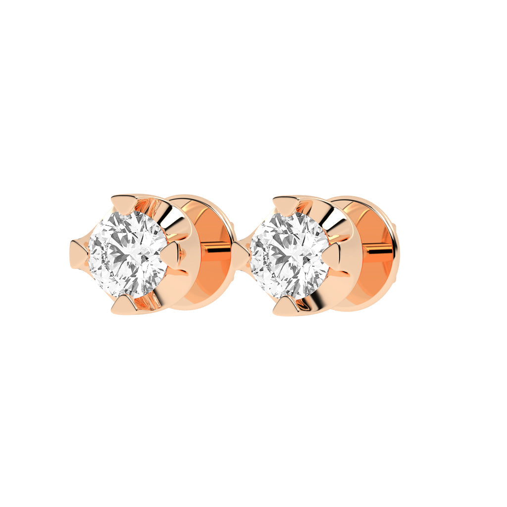 Classic Platinum Round Diamond Stud Earrings