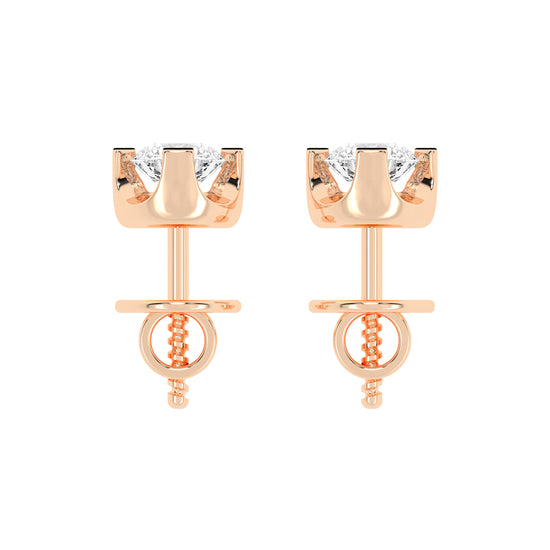 Classic Platinum Round Diamond Stud Earrings