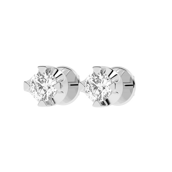 Classic Platinum Round Diamond Stud Earrings