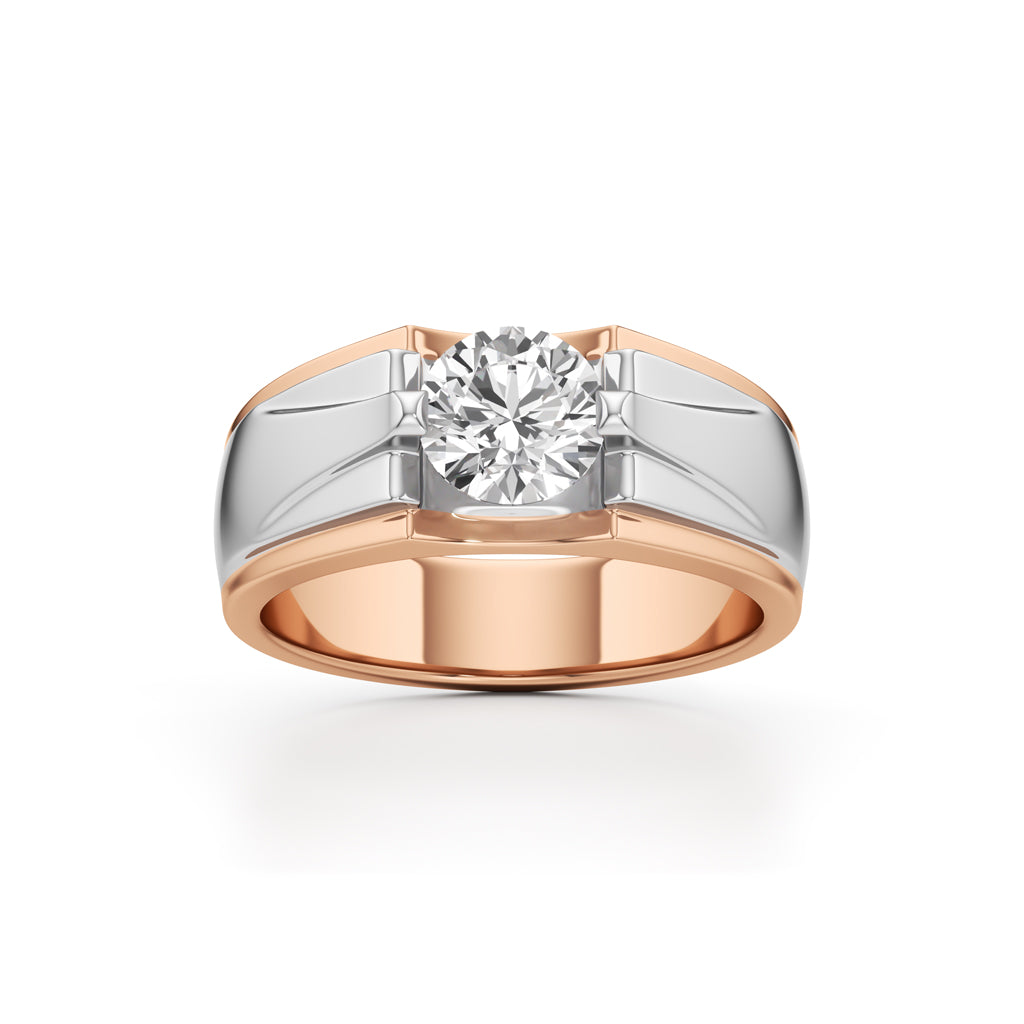 Majestic Dual-Tone Solitaire Diamond Ring for Men
