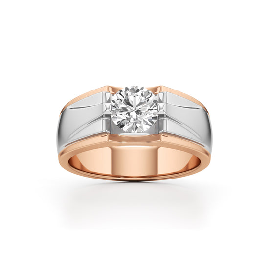 Majestic Dual-Tone Solitaire Diamond Ring for Men