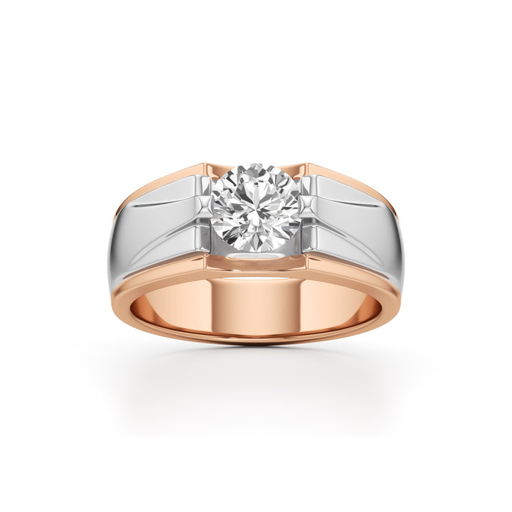 Majestic Dual-Tone Solitaire Diamond Ring for Men