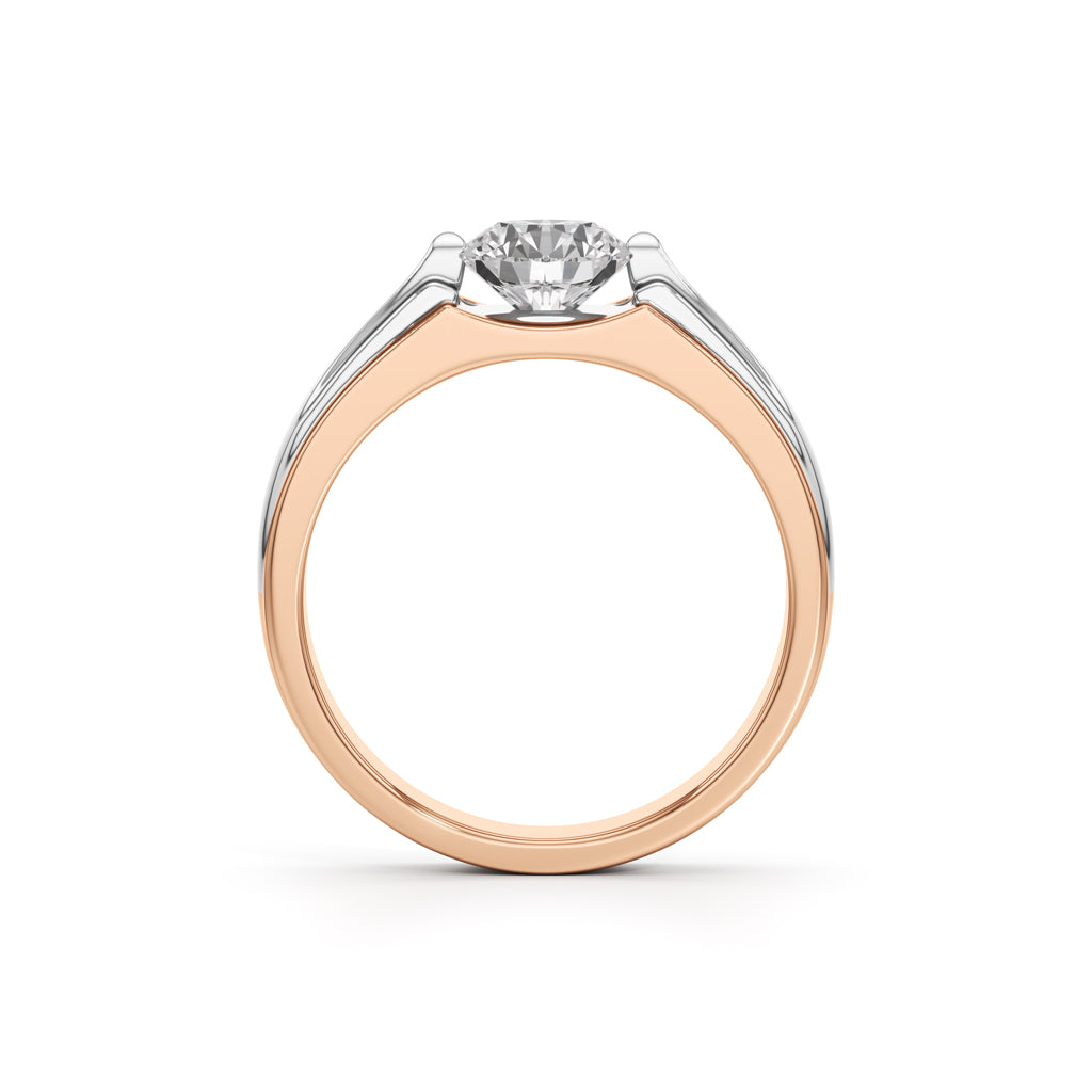 Majestic Dual-Tone Solitaire Diamond Ring for Men