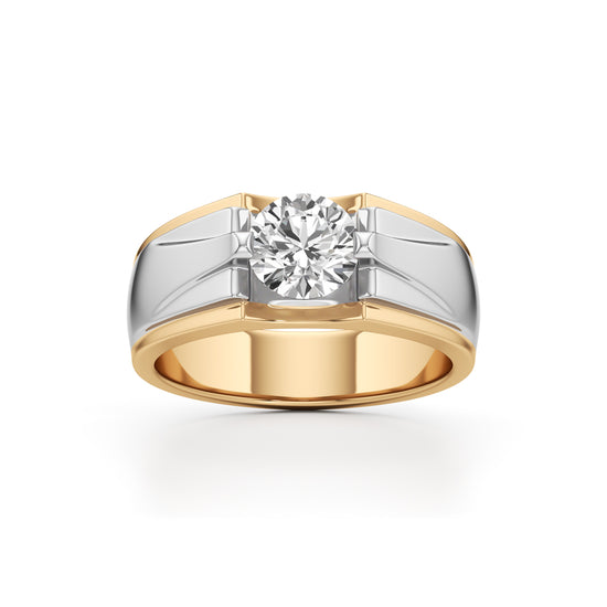 Majestic Dual-Tone Solitaire Diamond Ring for Men