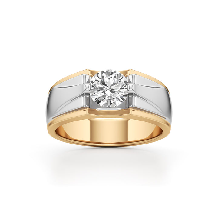 Solitaire 925 Silver  18k Gold Plated Men’s Statement Ring