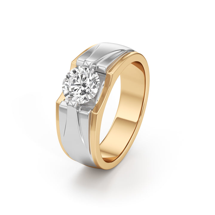 Solitaire 925 Silver  18k Gold Plated Men’s Statement Ring