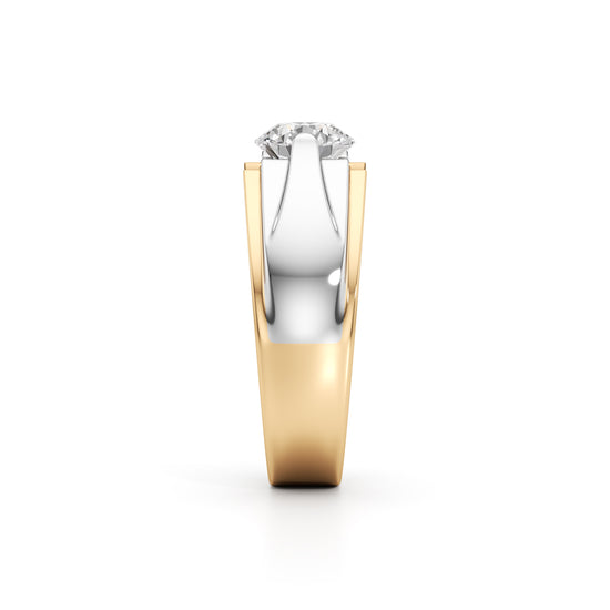 Majestic Dual-Tone Solitaire Diamond Ring for Men