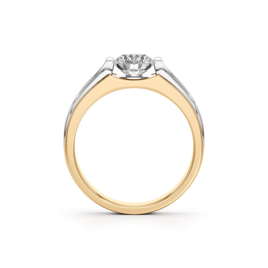 Majestic Dual-Tone Solitaire Diamond Ring for Men