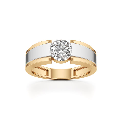 Regal Crest TwoTone Solitaire Diamond Ring for Men