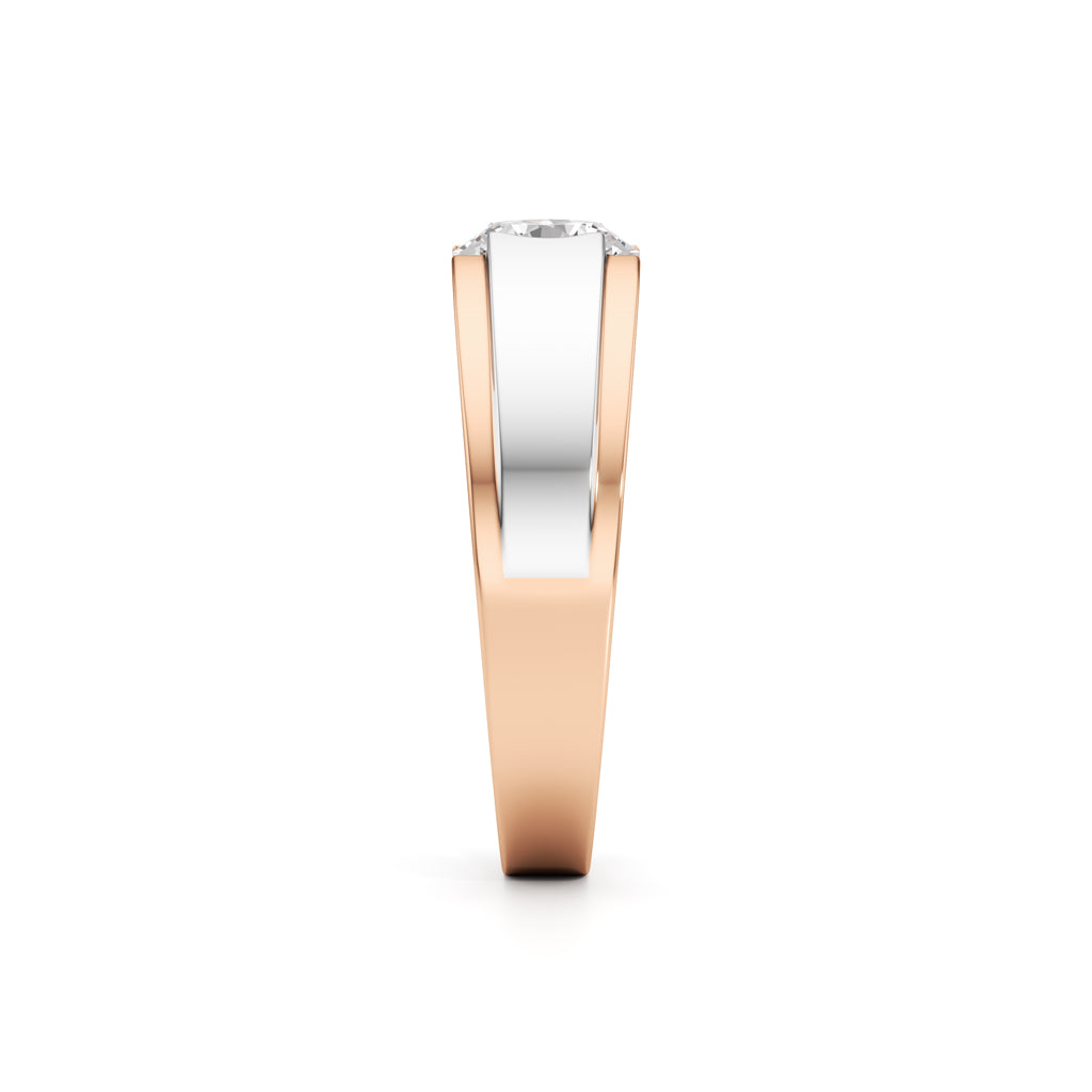 Regal Crest TwoTone Solitaire Diamond Ring for Men