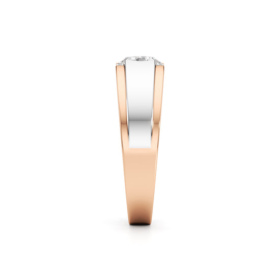 Regal Crest TwoTone Solitaire Diamond Ring for Men