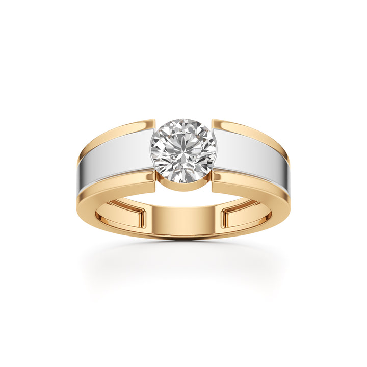 Architectural Bold Solitaire 925 Silver  18K Gold Plated Men’s Sparkle Ring