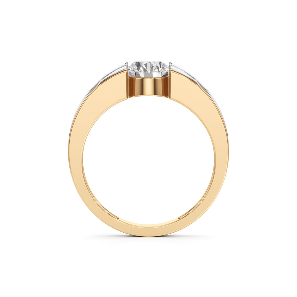 Regal Crest TwoTone Solitaire Diamond Ring for Men