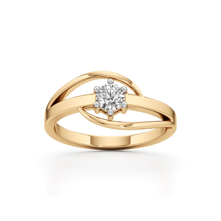 Gorgeous Solitaire 925 Silver  18k Gold Plated Bypass Ring