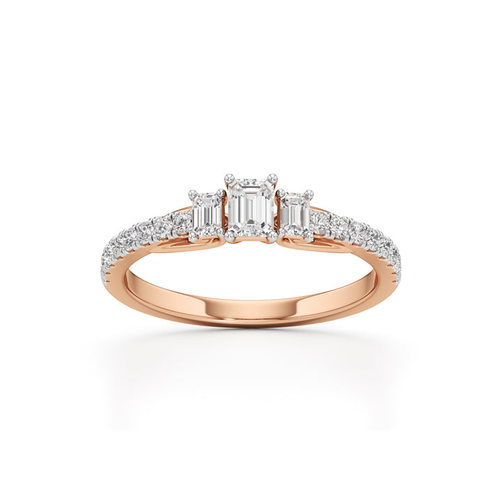 Sidorra 0.5Ct Surface Emerald Cut Side Stone Ring