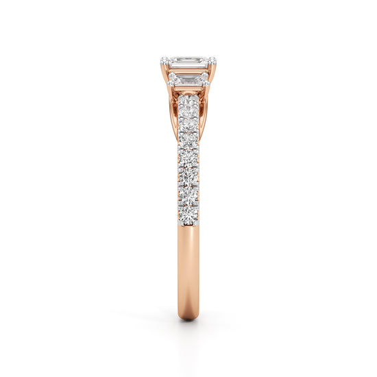 Sidorra 0.5Ct Surface Emerald Cut Side Stone Ring