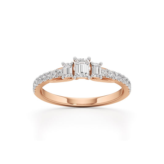 Sidorra 05Ct Surface Emerald Cut Side Stone Ring