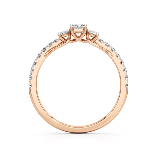Sidorra 05Ct Surface Emerald Cut Side Stone Ring