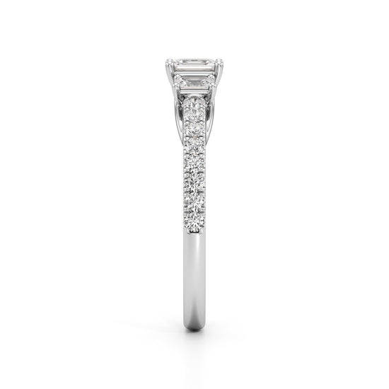 Sidorra 0.5Ct Surface Emerald Cut Side Stone Ring