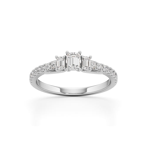Sidorra 05Ct Surface Emerald Cut Side Stone Ring