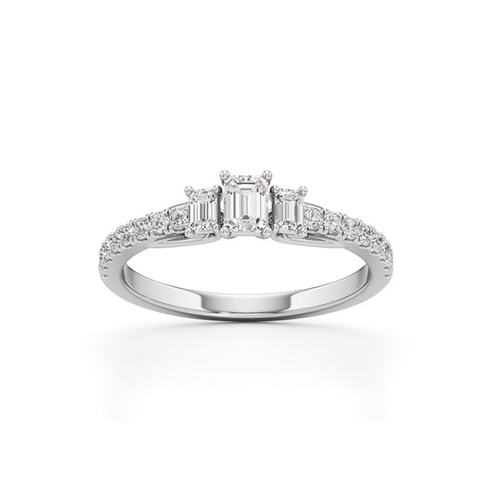 Sidorra 05Ct Surface Emerald Cut Side Stone Ring