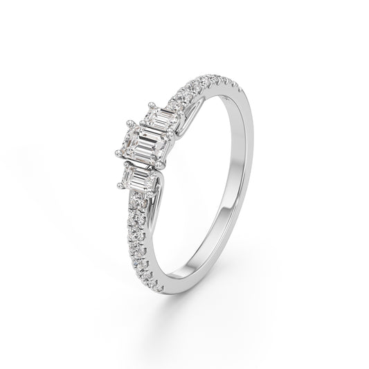 Sidorra 05Ct Surface Emerald Cut Side Stone Ring