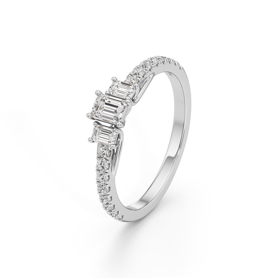 Sidorra 05Ct Surface Emerald Cut Side Stone Ring