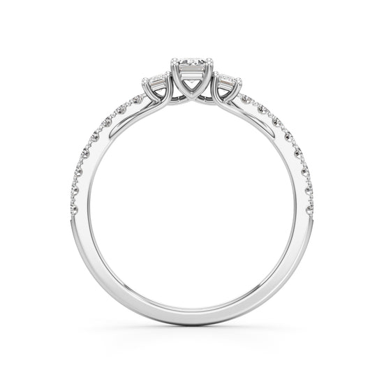 Sidorra 05Ct Surface Emerald Cut Side Stone Ring