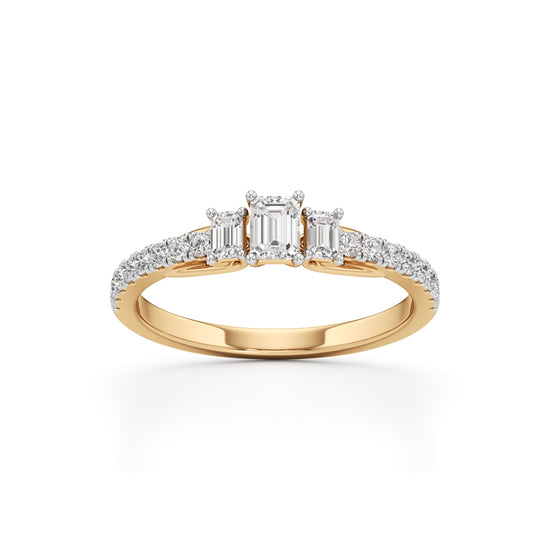 Sidorra 05Ct Surface Emerald Cut Side Stone Ring