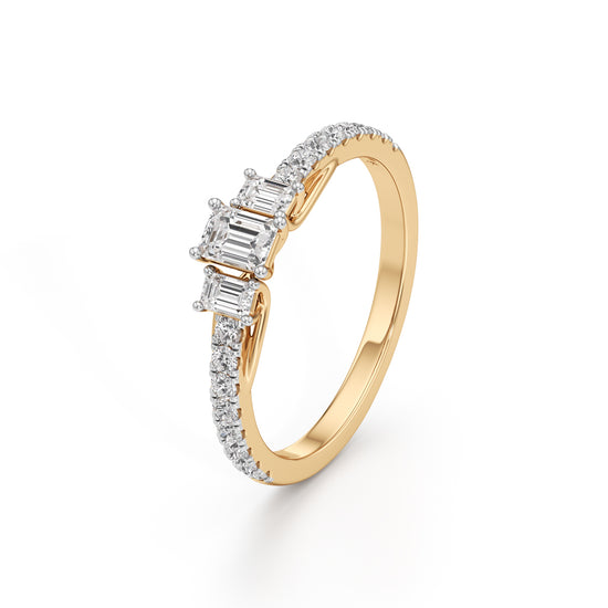 Sidorra 05Ct Surface Emerald Cut Side Stone Ring