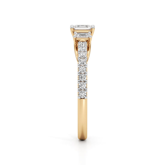 Sidorra 05Ct Surface Emerald Cut Side Stone Ring