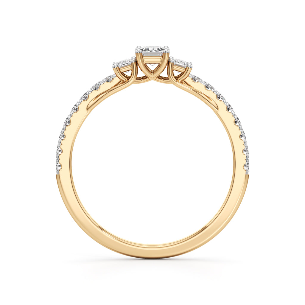 Sidorra 05Ct Surface Emerald Cut Side Stone Ring