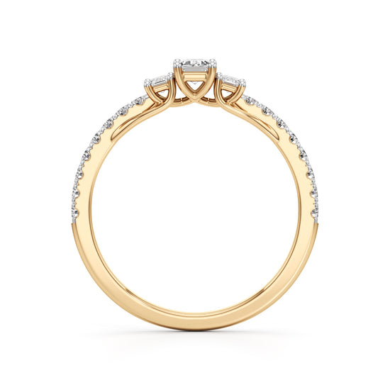 Sidorra 05Ct Surface Emerald Cut Side Stone Ring