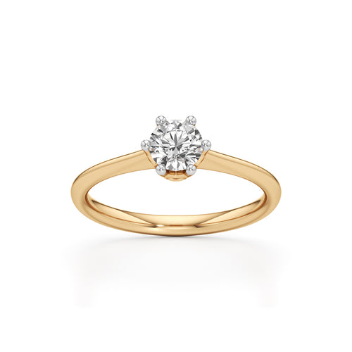 Crystellea 050Ct Six Prong Round Cut Solitaire Ring