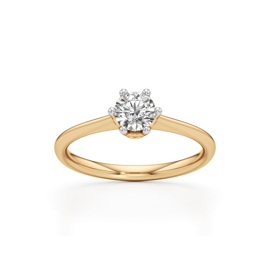 Crystellea 050Ct Six Prong Round Cut Solitaire Ring