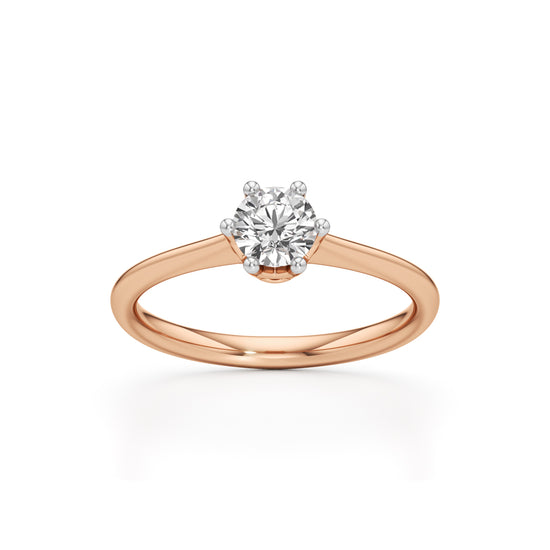 Crystellea 0.50Ct Six Prong Round Cut Solitaire Ring