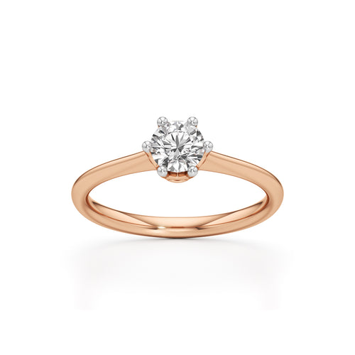 Crystellea 050Ct Six Prong Round Cut Solitaire Ring