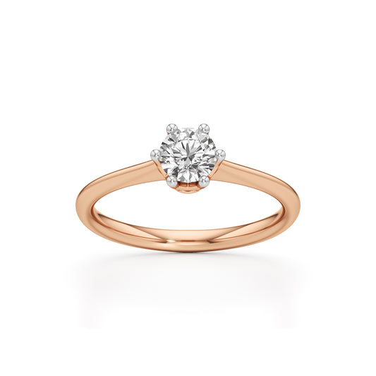 Crystellea 050Ct Six Prong Round Cut Solitaire Ring