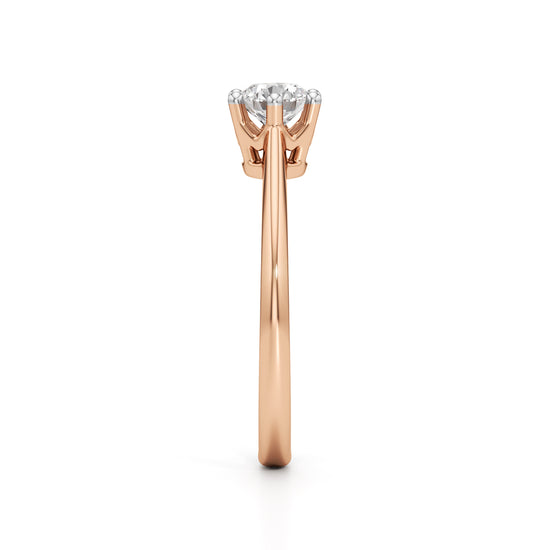 Crystellea 050Ct Six Prong Round Cut Solitaire Ring